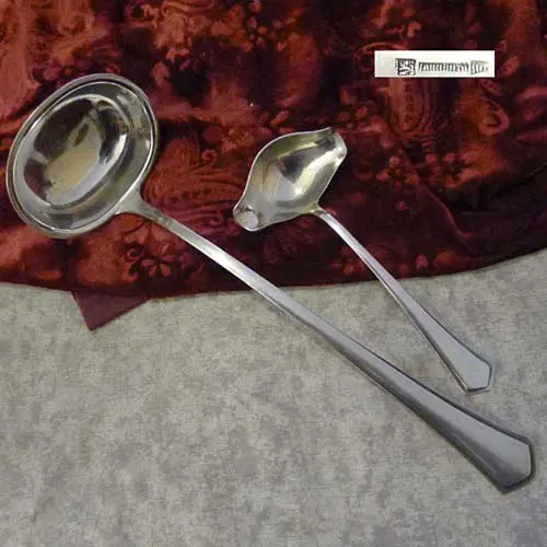 Argenta Art Deco Suppenkelle & Saucenkelle 90 versilbert