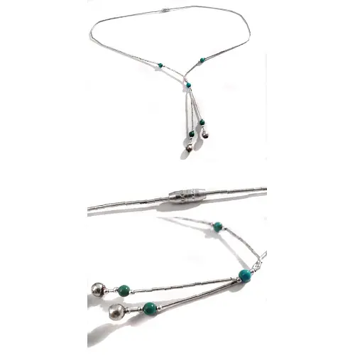 Indianische Kette Silber Stäbchen mit Türkisen Indianische Kette Silber Stäbchen mit Türkisen