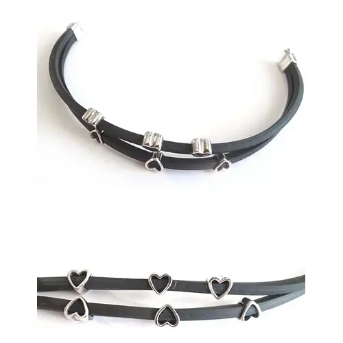 Armband Kautschuk mit 925 Silber Herzen Armband Kautschuk mit 925 Silber Herzen