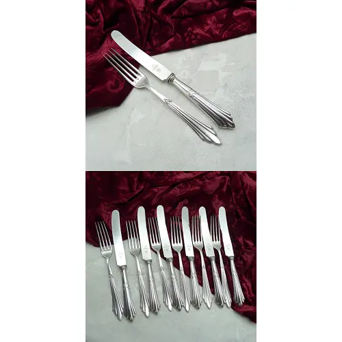 WMF 900 Fächer Dessertbesteck 6 Personen Schwalbe 90 versilbert WMF 900 Fächer Dessertbesteck 6 Personen Schwalbe 90 versilbert
