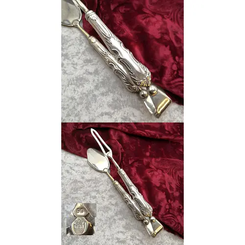 große Gebäckzange mit barockem Dekor 90 versilbert
