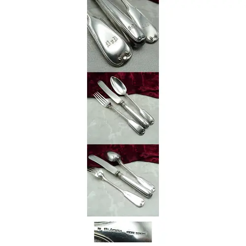 3 tlg Tafelbesteck 11 Löthig um 1840 Gebr. Sommé