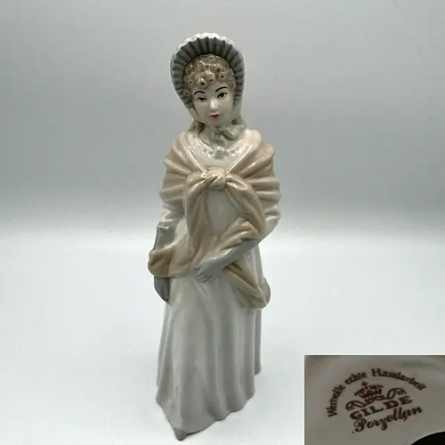 Porzellan Figur Frau, Dame mit Hut , Gilde Porzellan