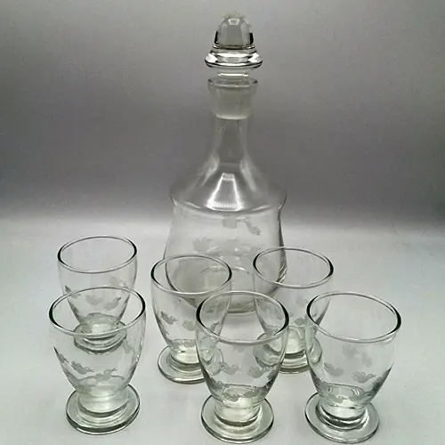 Kristall Karaffe mit 6 Gläsern