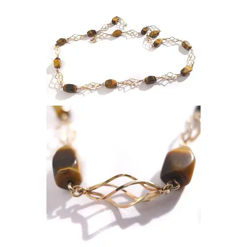 lange Kette mit Tigeraugen 333 Gold
