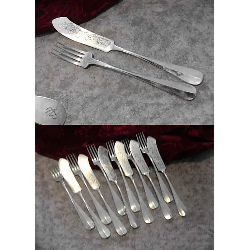 A.Krupp Berndorf Fischbesteck Baguette 6 Personen versilbert