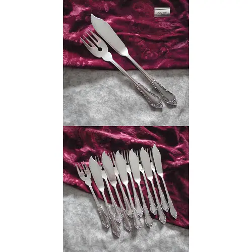 Barockes Fischbesteck 6 Personen 90 versilbert Barockes Fischbesteck 6 Personen 90 versilbert