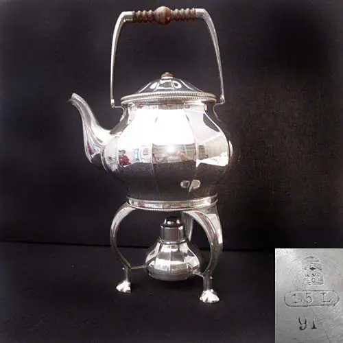 WMF Art Deco Teekanne m. Brenner & Stövchen Alpacca WMF Art Deco Teekanne m. Brenner & Stövchen Alpacca