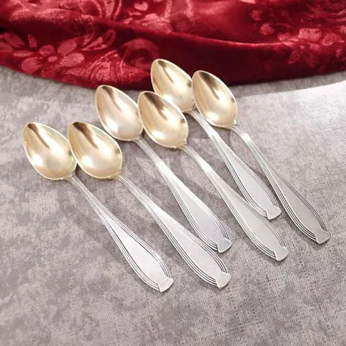 WMF 82/300 Jugendstil 6 Mokkalöffel / Eierlöffel 90 versilbert WMF 82/300 Jugendstil 6 Mokkalöffel / Eierlöffel 90 versilbert