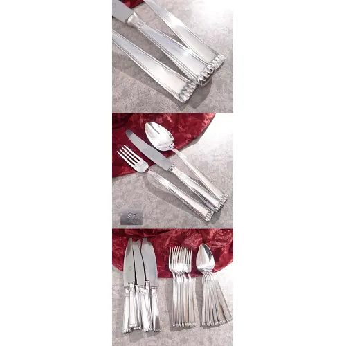 wuchtiges Art Deco Tafelbesteck 6 Personen 90 versilbert wuchtiges Art Deco Tafelbesteck 6 Personen 90 versilbert