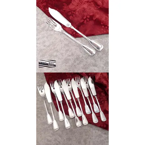OKA Augsburger Faden Fischbesteck 6 Personen 60 versilbert OKA Augsburger Faden Fischbesteck 6 Personen 60 versilbert