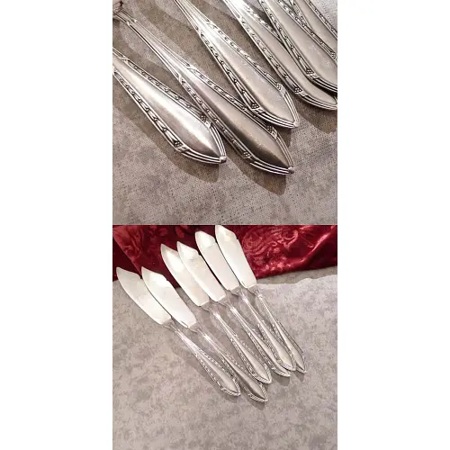 6 Jugendstil Fischmesser Ähren 90 versilbert