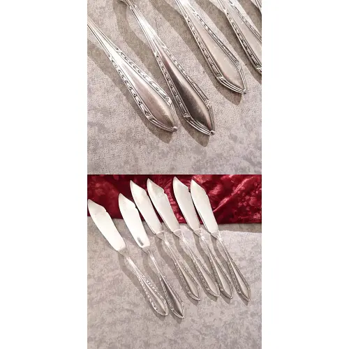 6 Jugendstil Fischmesser Ähren 90 versilbert