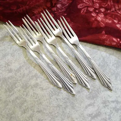 WMF 900 Fächer 6 Kuchengabeln 14,6cm schmal 90 versilbert