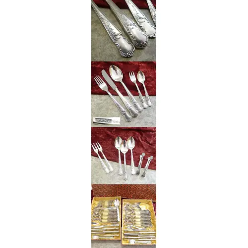Rokoko 12 Personen Tafelbesteck 100 versilbert
