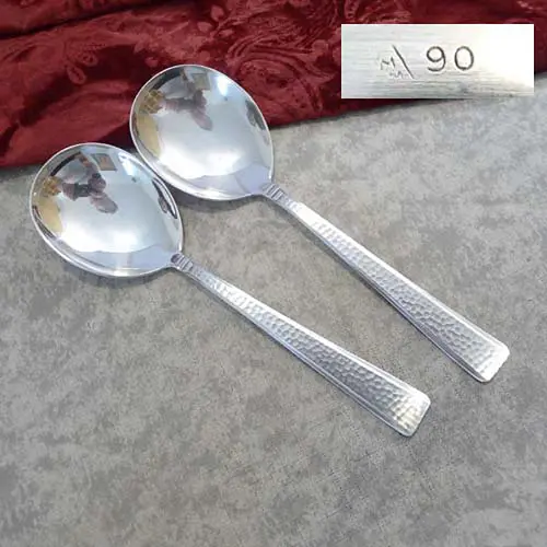 2 Art Deco Reislöffel Hammerschlag 90 versilbert 2 Art Deco Reislöffel Hammerschlag 90 versilbert