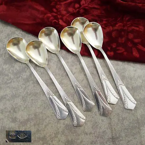 WMF 26 Empire 6 Eislöffel 12,9cm versilbert WMF 26 Empire 6 Eislöffel 12,9cm versilbert