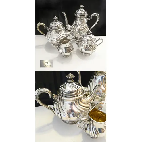grosses Chippendale Tee- und Kaffeeservice versilbert grosses Chippendale Tee- und Kaffeeservice versilbert