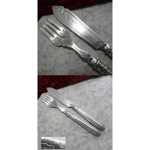 WMF 500 Perlrand Fischbesteck Heftgriffe 1 Person versilbert WMF 500 Perlrand Fischbesteck Heftgriffe 1 Person versilbert