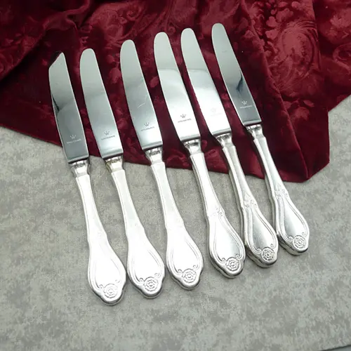 Wilkens Schloß Mirabell 6 Tafelmesser 21,1cm Welle 90 versilbert Wilkens Schloß Mirabell 6 Tafelmesser 21,1cm Welle 90 versilbert