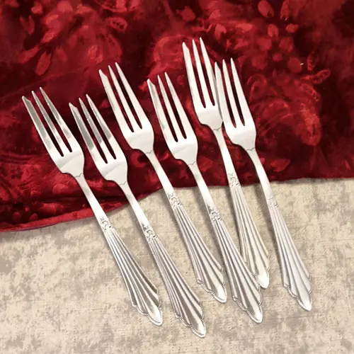 WMF 900 Fächer 6 Kuchengabeln 14,6cm schmal 90 versilbert