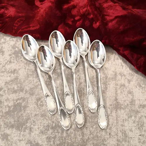 BSF 86 Röschen 6 Mokkalöffel 9,2cm 90 versilbert BSF 86 Röschen 6 Mokkalöffel 9,2cm 90 versilbert