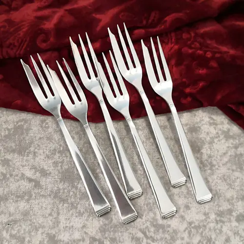 OKA 131 Art Deco 6 Kuchengabeln groß 90 versilbert