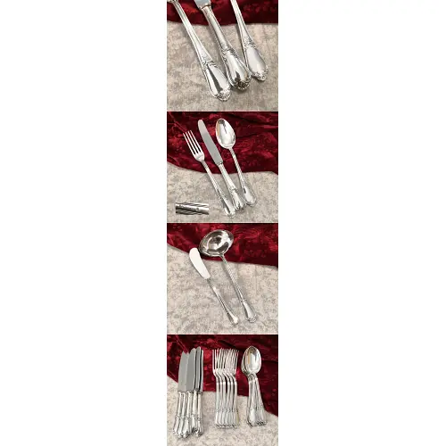 Rokoko 6 Personen Tafelbesteck & Vorleger Bader 90 versilbert Rokoko 6 Personen Tafelbesteck & Vorleger Bader 90 versilbert