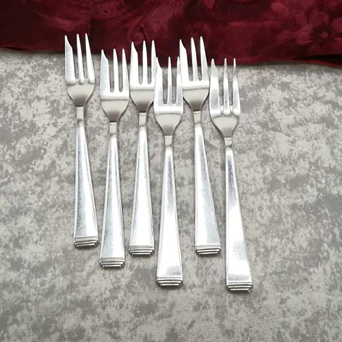 OKA 131 Art Deco 6 Kuchengabeln klein 90 versilbert