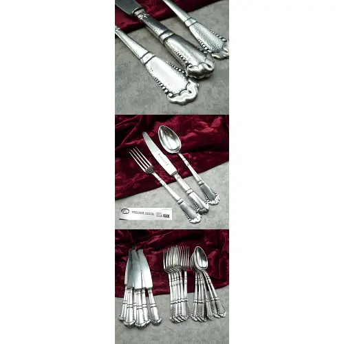 Wellner 344 Hammerschlag Tafelbesteck 6 Personen versilbert Wellner 344 Hammerschlag Tafelbesteck 6 Personen versilbert