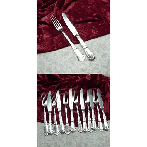 Wellner 344 Hammerschlag Dessertbesteck 6 Personen versilbert Wellner 344 Hammerschlag Dessertbesteck 6 Personen versilbert