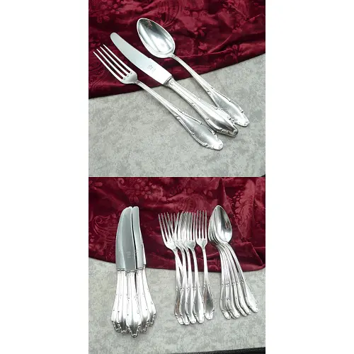 Wellner 398 Mozart Tafelbesteck 6 Personen 90 versilbert Wellner 398 Mozart Tafelbesteck 6 Personen 90 versilbert
