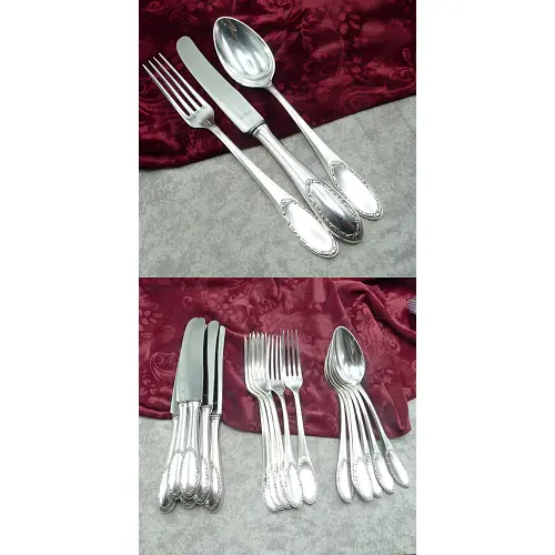 BSF 86 Röschen Tafelbesteck 6 Personen 90 versilbert BSF 86 Röschen Tafelbesteck 6 Personen 90 versilbert