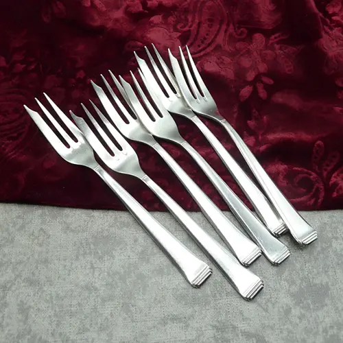 OKA 131 / Bader Art Deco 6 Kuchengabeln groß 90 versilbert