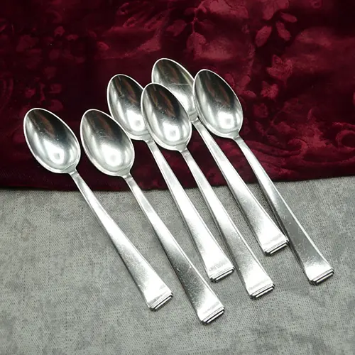 OKA 131 / Bader Art Deco 6 Mokkalöffel 10,8cm 90 versilbert