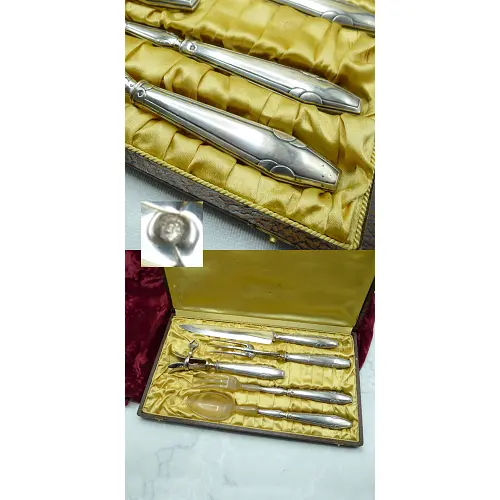 Vorlegebesteck Art Deco Frankreich 5tlg Silber 800+