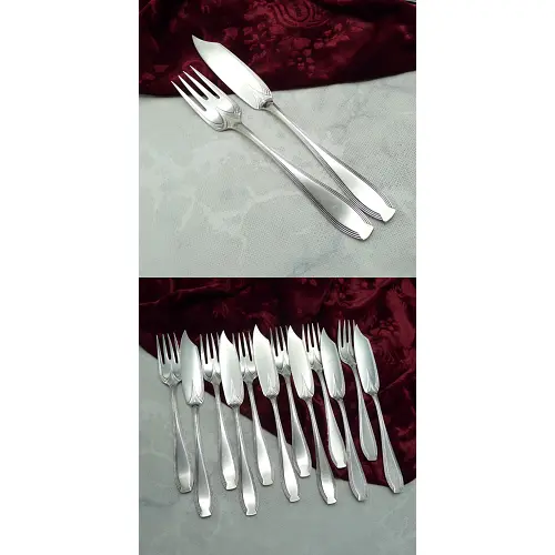 WMF 82/300 Jugendstil Fischbesteck 6 Personen versilbert WMF 82/300 Jugendstil Fischbesteck 6 Personen versilbert