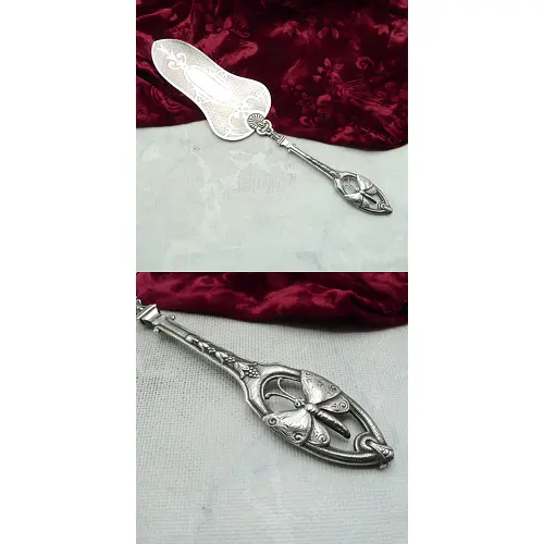 WMF Jugendstil Tortenheber mit plastischem Schmetterling versilb WMF Jugendstil Tortenheber mit plastischem Schmetterling versilb