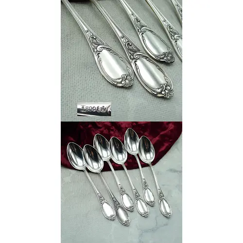 Koch & Bergfeld Rokoko 6 Dessertlöffel 18,5cm 800 Silber