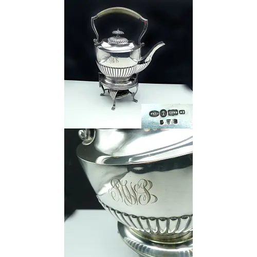Queen Anne Teekanne m. Brenner & Stövchen England versilbert Queen Anne Teekanne m. Brenner & Stövchen England versilbert