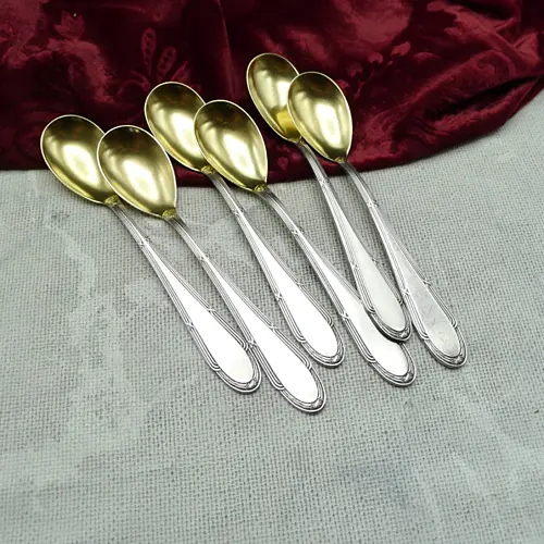 WMF 200 Kreuzband 6 seltene Eislöffel 90 versilbert WMF 200 Kreuzband 6 seltene Eislöffel 90 versilbert