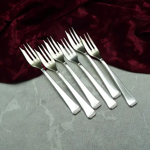 OKA 131 Art Deco 6 Kuchengabeln klein 90 versilbert
