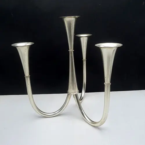 seltener WMF Leuchter von Wilhelm Wagenfeld um 1952 versilbert