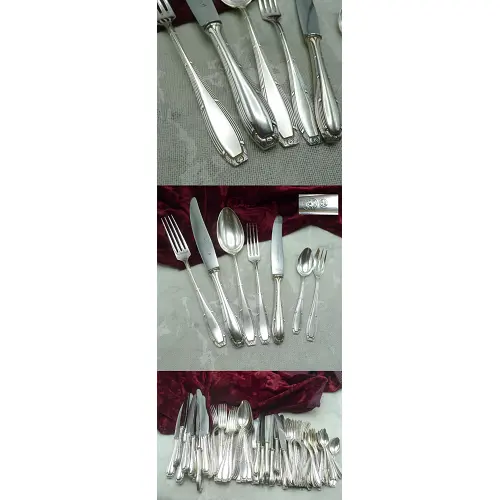 Jugendstil Besteck 12 Personen Tafel & Dessert 90 versilbert
