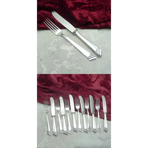 OKA 129 Art Deco Dessertbesteck 6 Personen 90 versilbert NEU OKA 129 Art Deco Dessertbesteck 6 Personen 90 versilbert NEU