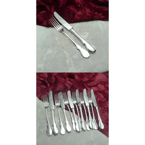 WMF Würzburger Facette Dessertbesteck 6 Personen 90 versilbert