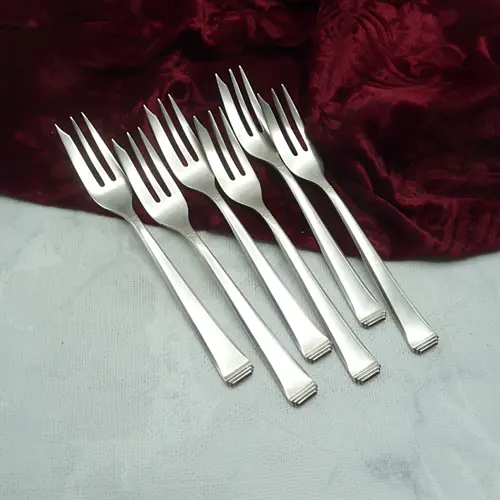 OKA 131 / Bader Art Deco 6 Kuchengabeln groß 90 versilbert