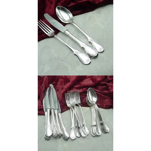 WMF Würzburger Gravur Tafelbesteck 6 Personen 90 versilbert WMF Würzburger Gravur Tafelbesteck 6 Personen 90 versilbert