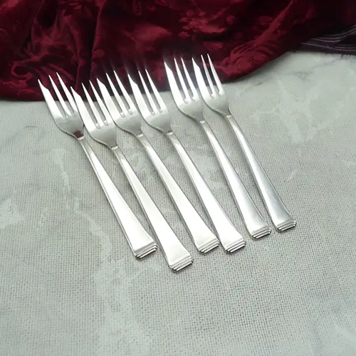OKA 131 Art Deco 6 Kuchengabeln klein 90 versilbert