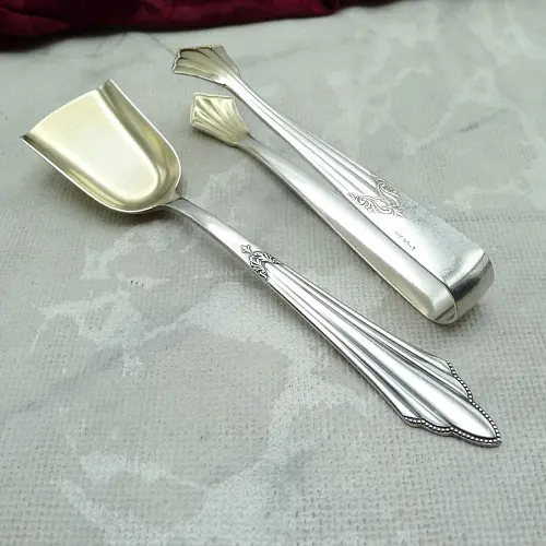 WMF 900 Fächer Zuckerlöffel & Zuckerzange 90 versilbert